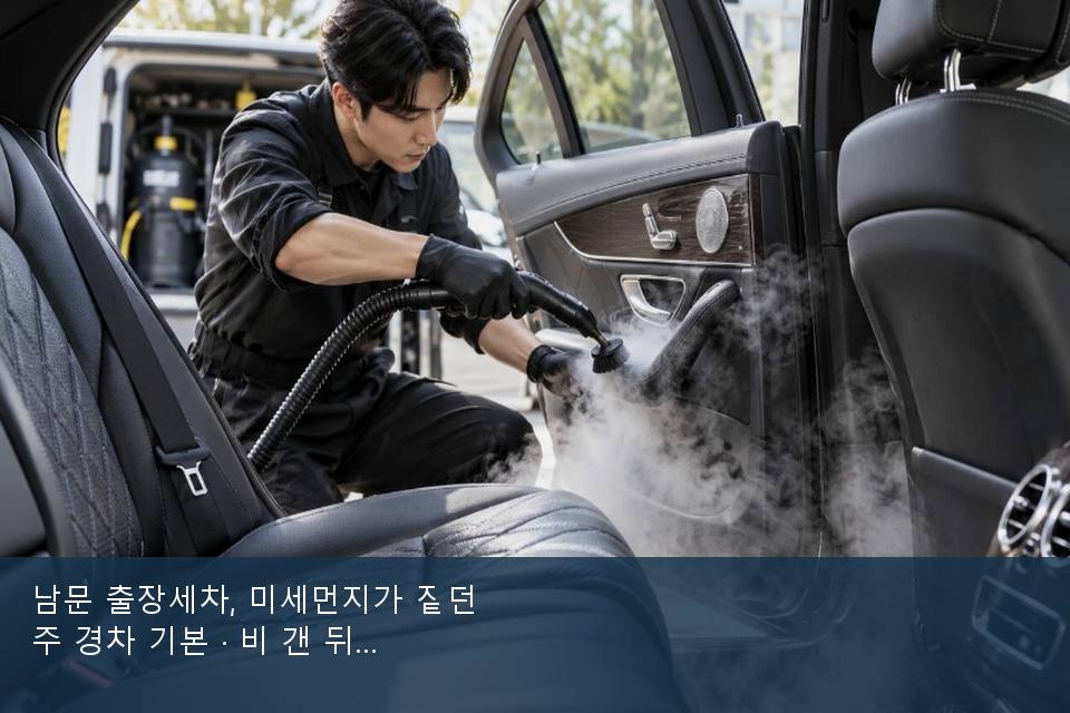 남문 출장세차, 미세먼지가 짙던 주 경차 기본 · 비 갠 뒤의 작업