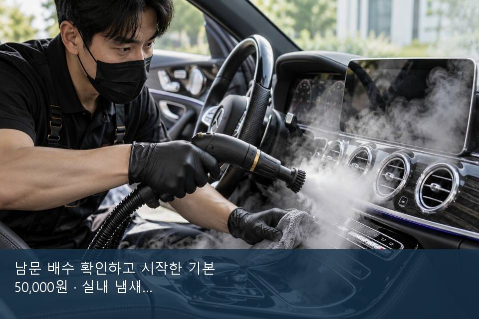 남문 배수 확인하고 시작한 기본 50,000원 · 실내 냄새를 연 기록